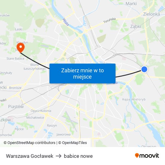 Warszawa Gocławek to babice nowe map