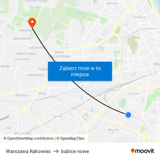 Warszawa Rakowiec to babice nowe map