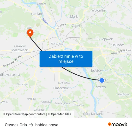 Otwock Orla to babice nowe map
