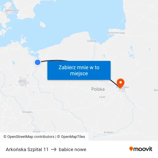 Arkońska Szpital 11 to babice nowe map