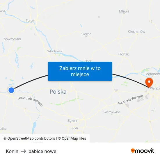 Konin to babice nowe map