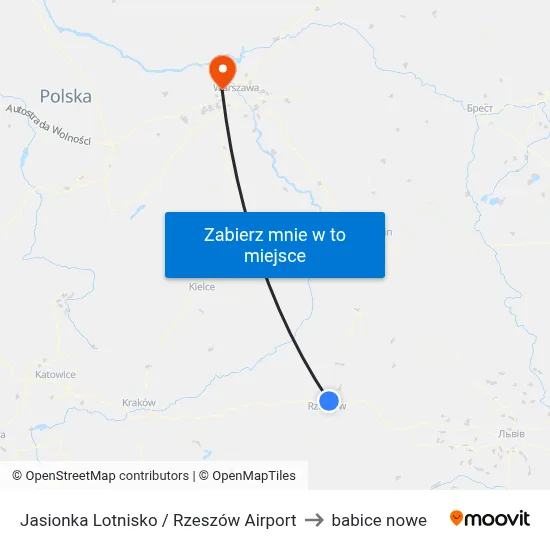 Jasionka Lotnisko / Rzeszów Airport to babice nowe map