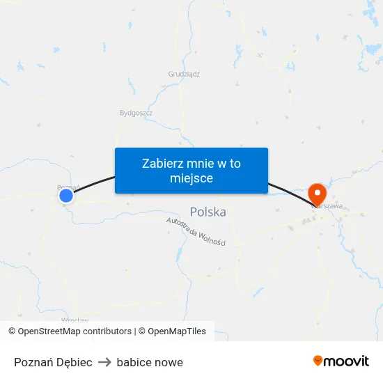 Poznań Dębiec to babice nowe map