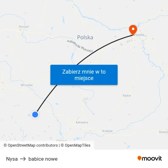 Nysa to babice nowe map