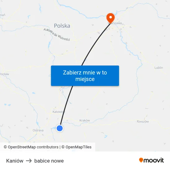 Kaniów to babice nowe map