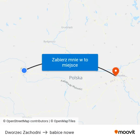 Dworzec Zachodni to babice nowe map