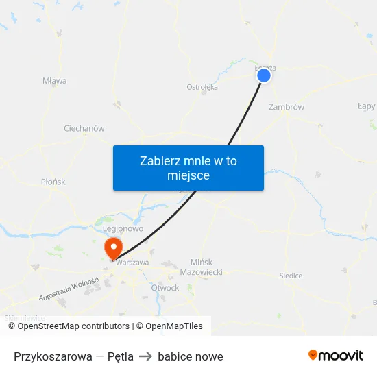Przykoszarowa — Pętla to babice nowe map