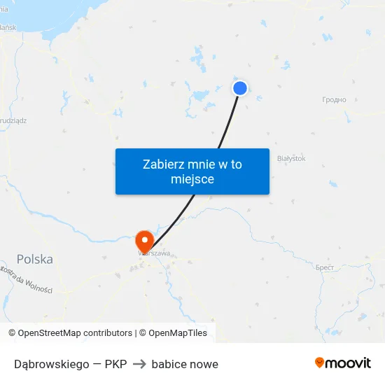 Dąbrowskiego — PKP to babice nowe map