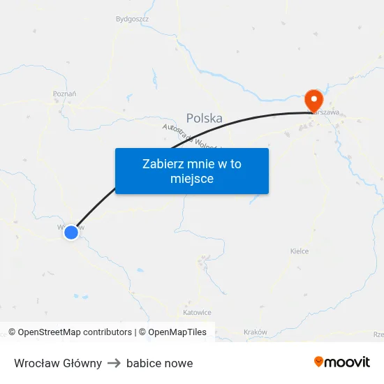 Wrocław Główny to babice nowe map