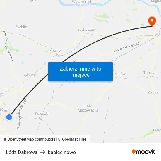 Łódź Dąbrowa to babice nowe map
