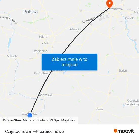 Częstochowa to babice nowe map