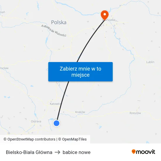 Bielsko-Biała Główna to babice nowe map