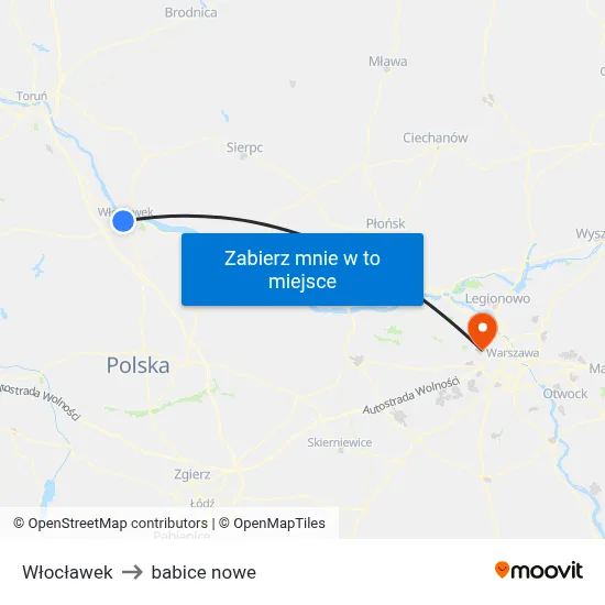 Włocławek to babice nowe map
