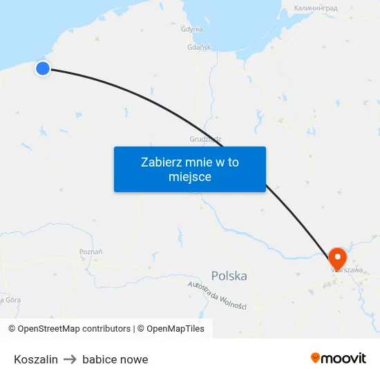 Koszalin to babice nowe map