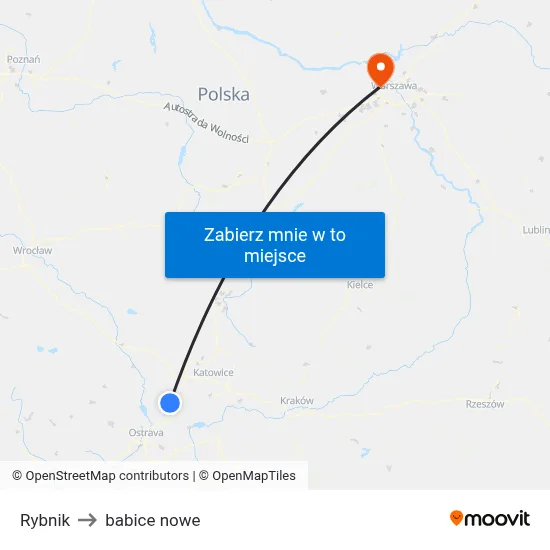 Rybnik to babice nowe map