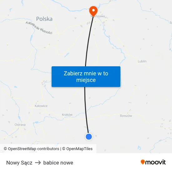Nowy Sącz to babice nowe map