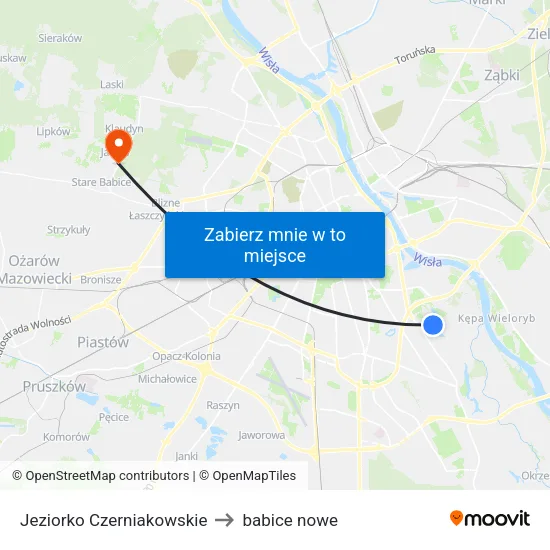 Jeziorko Czerniakowskie to babice nowe map