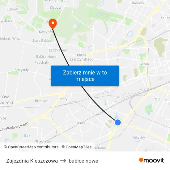 Zajezdnia Kleszczowa to babice nowe map