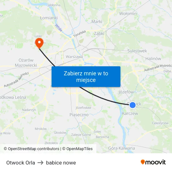 Otwock Orla to babice nowe map