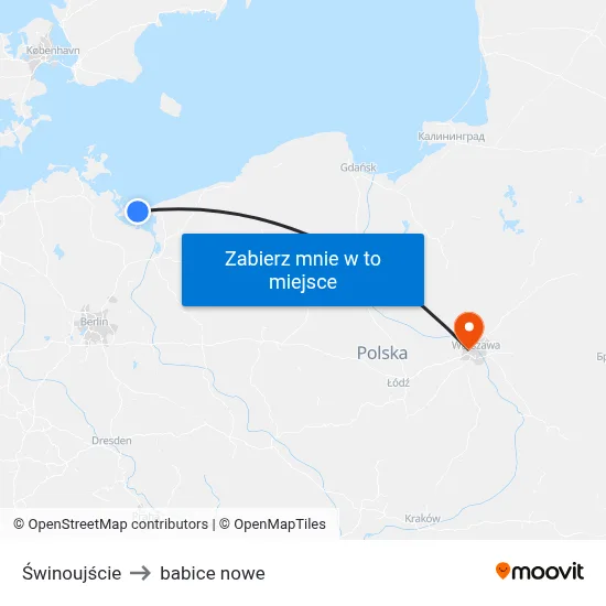 Świnoujście to babice nowe map