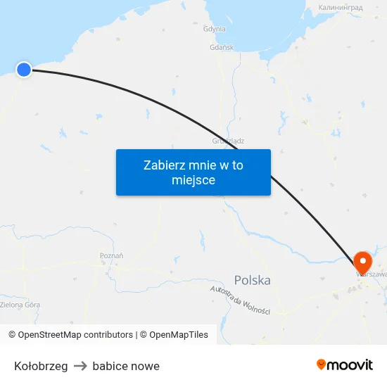 Kołobrzeg to babice nowe map