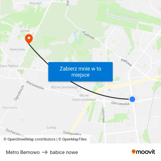 Metro Bemowo to babice nowe map