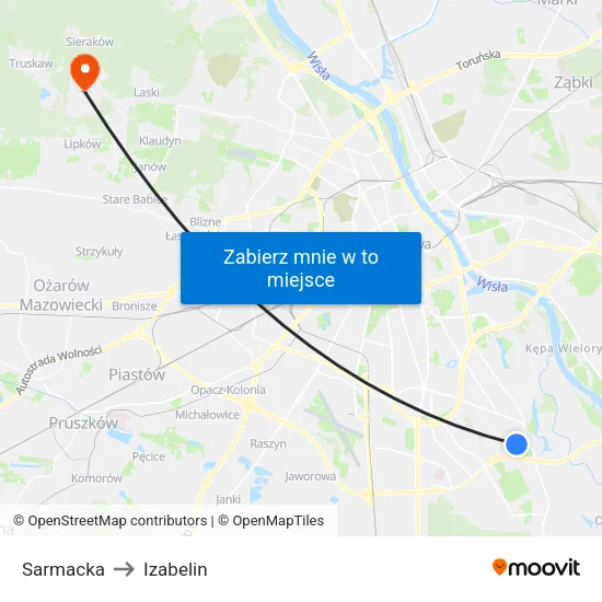 Sarmacka to Izabelin map