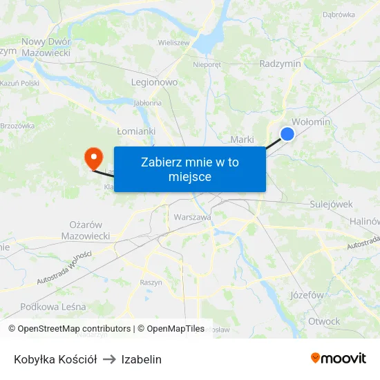 Kobyłka Kościół to Izabelin map
