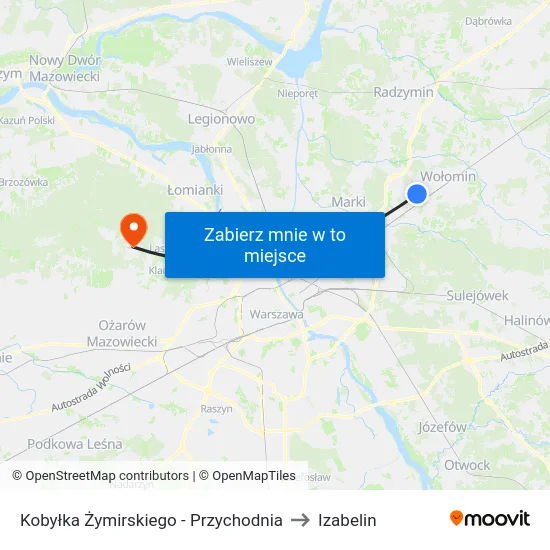 Kobyłka Żymirskiego - Przychodnia to Izabelin map