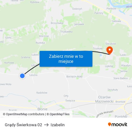 Grądy Świerkowa 02 to Izabelin map