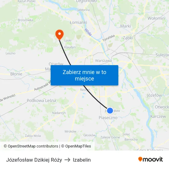 Józefosław Dzikiej Róży to Izabelin map
