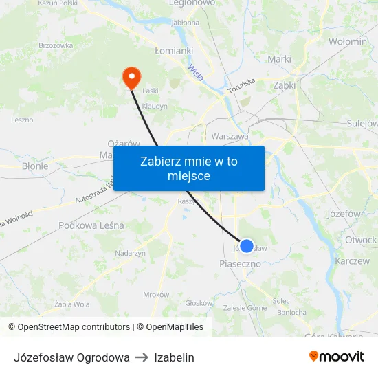 Józefosław Ogrodowa to Izabelin map