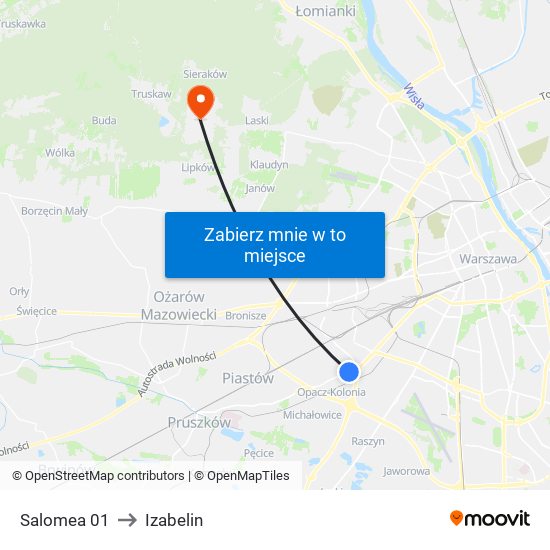 Salomea 01 to Izabelin map