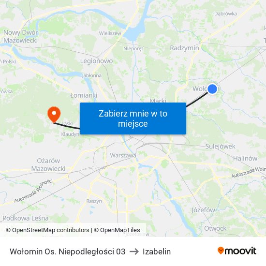 Wołomin Os. Niepodległości 03 to Izabelin map