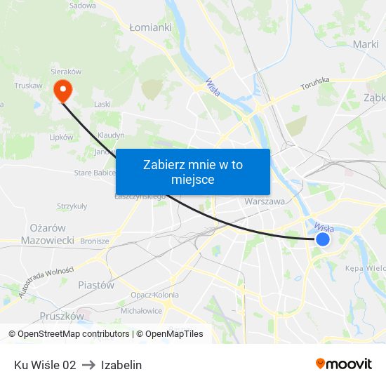 Ku Wiśle to Izabelin map