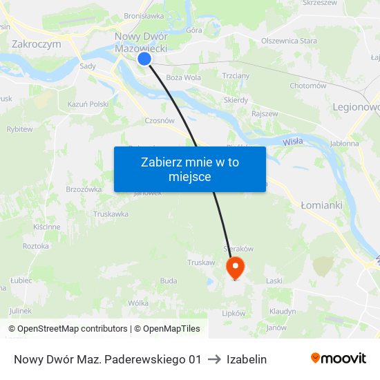 Nowy Dwór Maz. Paderewskiego 01 to Izabelin map