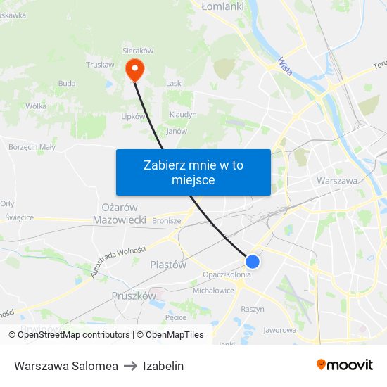 Warszawa Salomea to Izabelin map
