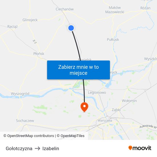 Gołotczyzna to Izabelin map