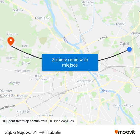 Ząbki Gajowa 01 to Izabelin map