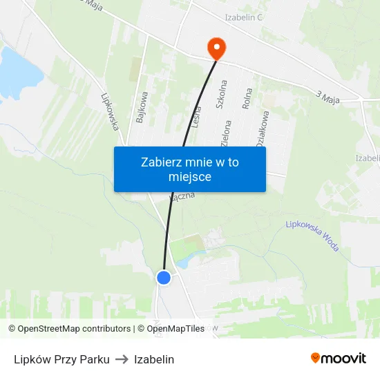 Lipków Przy Parku to Izabelin map