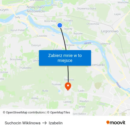 Suchocin Wiklinowa to Izabelin map