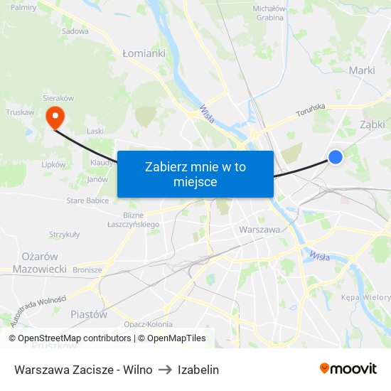 Warszawa Zacisze - Wilno to Izabelin map