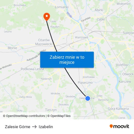 Zalesie Górne to Izabelin map