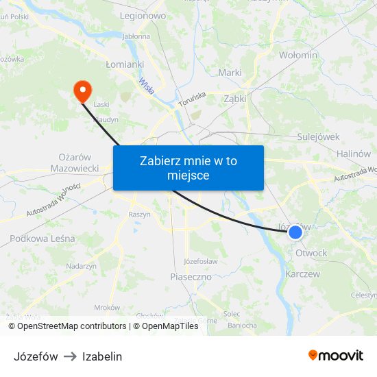 Józefów to Izabelin map