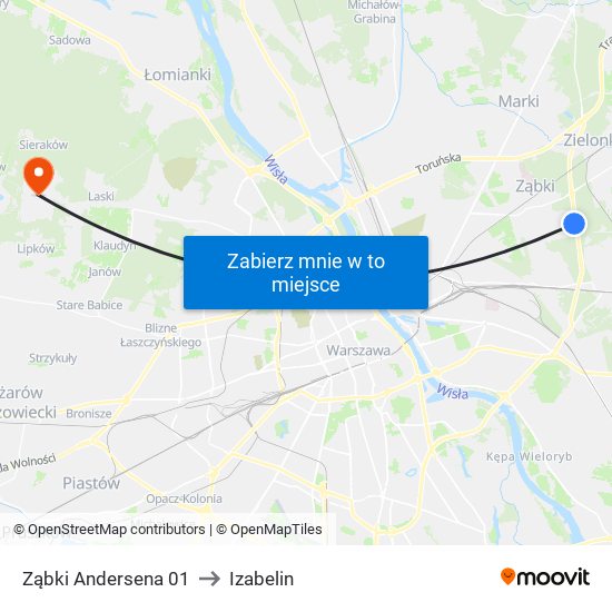 Ząbki Andersena 01 to Izabelin map