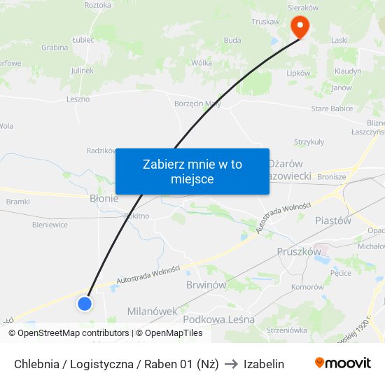 Chlebnia / Logistyczna / Raben (Nż) to Izabelin map