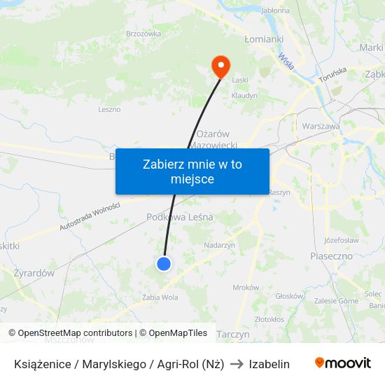 Książenice / Marylskiego / Agri-Rol (Nż) to Izabelin map