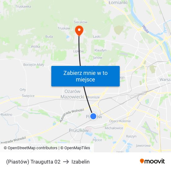 (Piastów) Traugutta 02 to Izabelin map