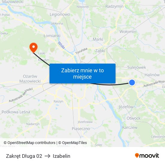 Zakręt Długa 02 to Izabelin map