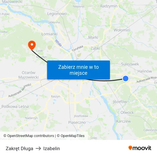 Zakręt Długa to Izabelin map